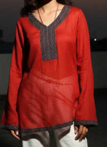 Rust Red V-Neck Kurti
