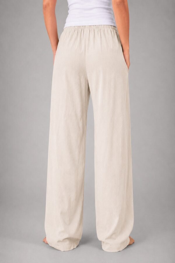 Relaxed Fit Linen Trousers – Beige