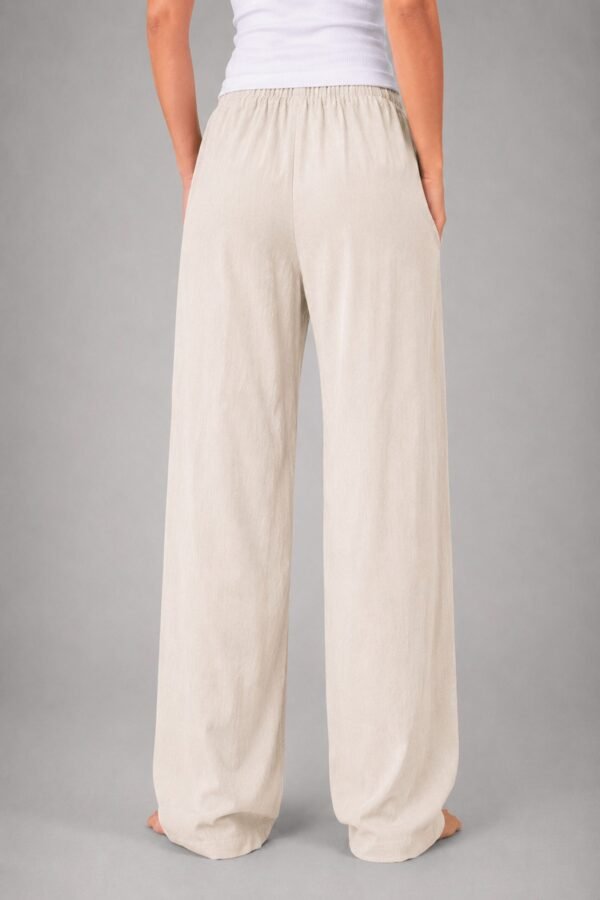 Relaxed Fit Linen Trousers – Beige