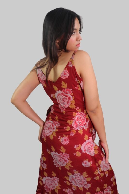 Rosette wrap dress back view