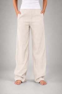 Relaxed Fit Linen Trousers – Beige
